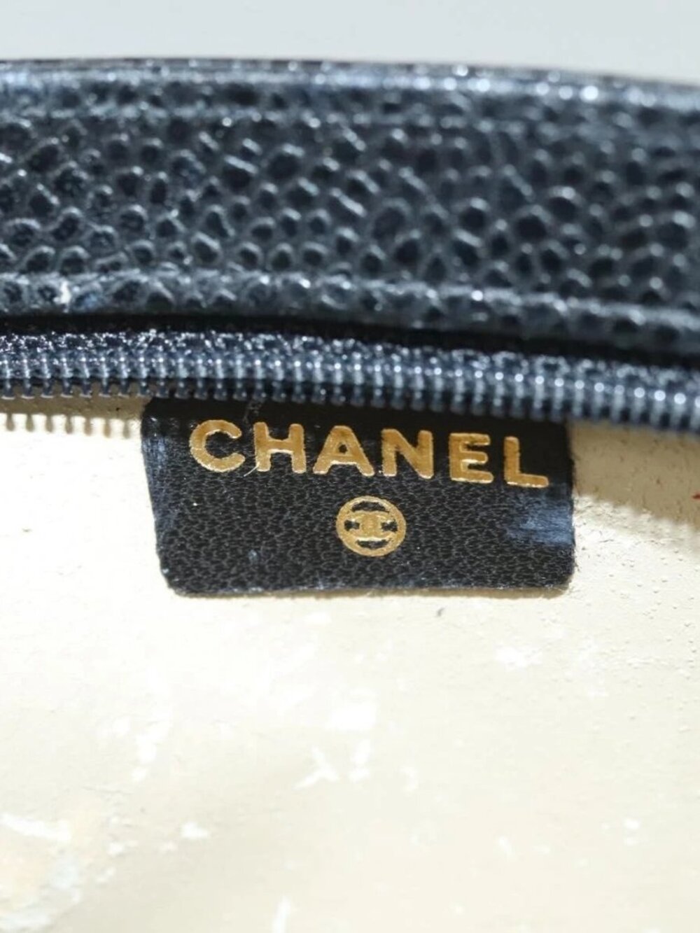CHANEL Pouch Grained Calf Skin Black Gold CC Auth bs28771 - Picture 8 of 16